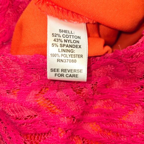 Cato Women's Dress 12 Pink Orange Lace Cap Sleeves  Sun Misses Size Large L - Picture 5 of 7